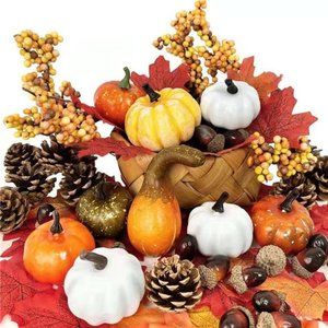 120Pcs Fall Thanksgiving Artificial Pumpkins Home Fall Decorations